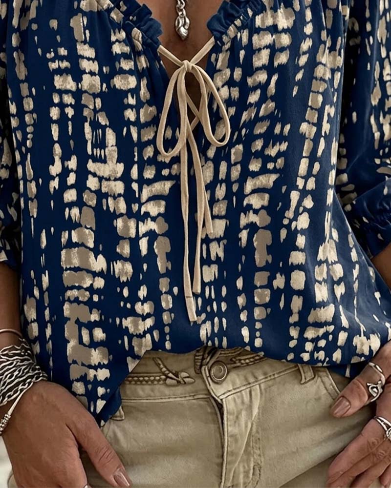 Blus Bohemian Ruffle Knytning