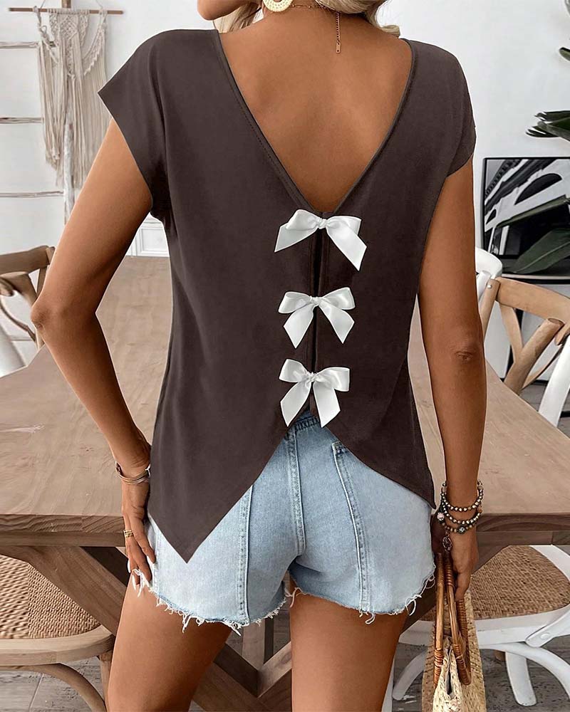T-Shirt V-Hals Rygg Rosett