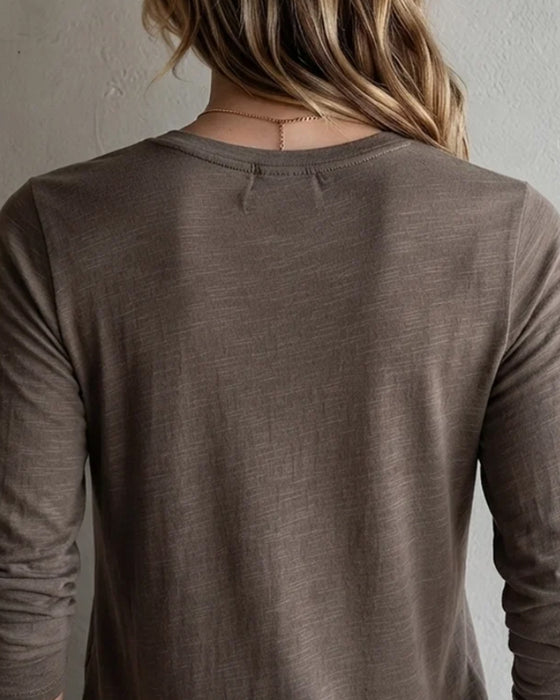 T-Shirt Fåll Knyt Lång Ärm