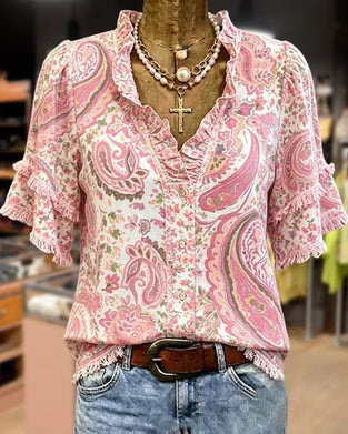 Blus Casual Krås V-Hals