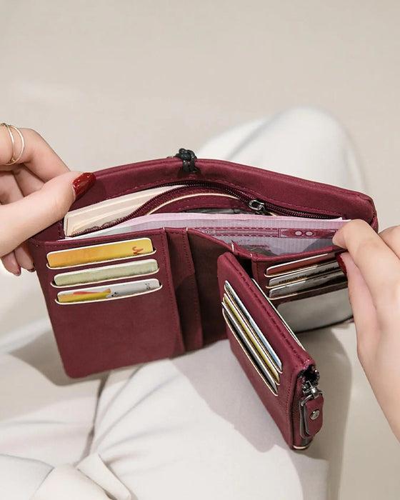 Dam Elegant Minimalistisk Kort Plånbok Med Handledsrem, Casual Mångsidig Dragkedja Korthållare Plånbok, Trendig Plånbok För Dagligt Bruk