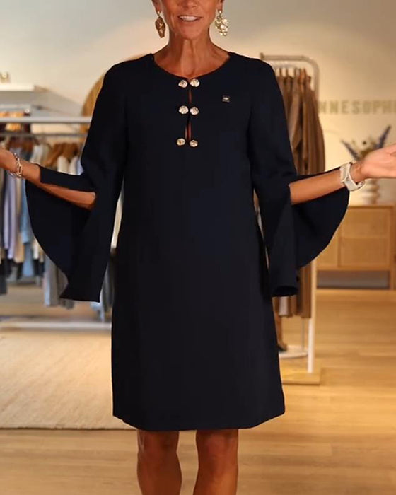 Klänning Flärpärm Knäpptd Rak