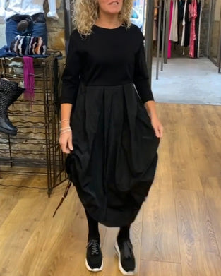 Patchwork Avslappnad klänning med dragsnöre