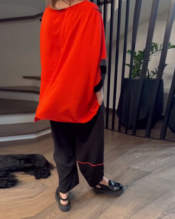 Set Med Lösa Bloomers Casual Färgblockning