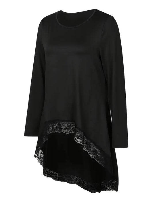 Oregelbunden Långärmad Topp Med Mesh-Lappverk