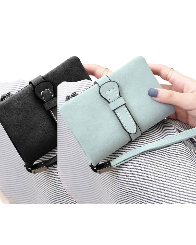 Dam Elegant Minimalistisk Kort Plånbok Med Handledsrem, Casual Mångsidig Dragkedja Korthållare Plånbok, Trendig Plånbok För Dagligt Bruk