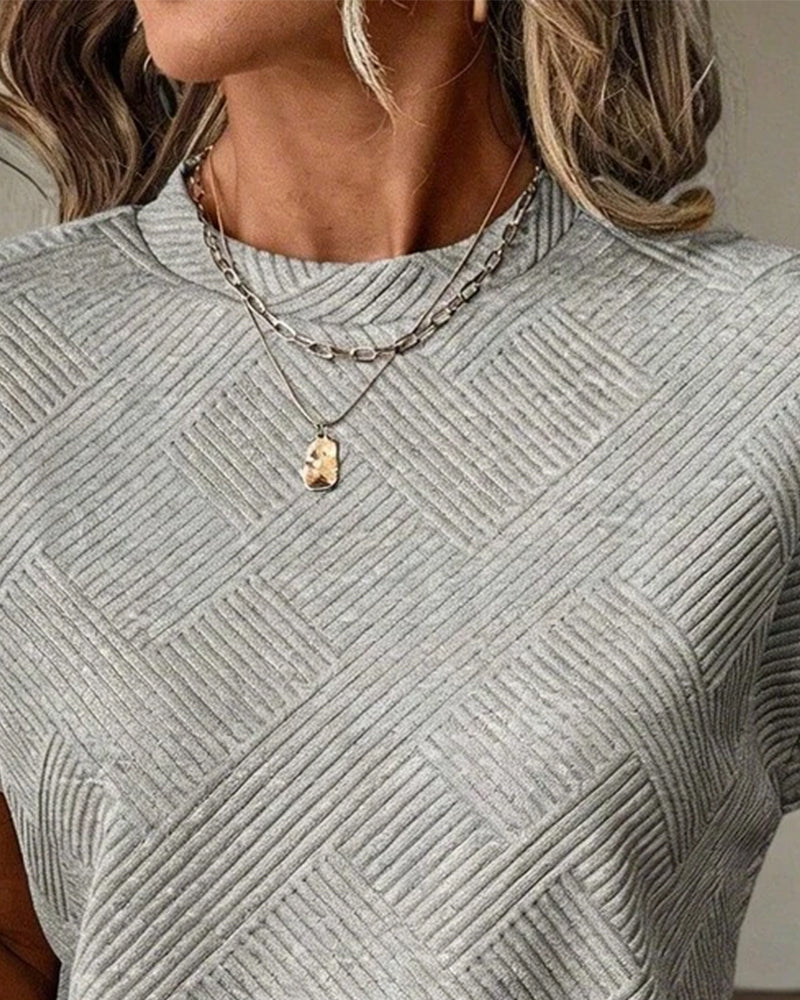 Blus Solid Rundhalsad