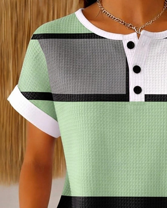 Topp Henley Våffla Geometrisk