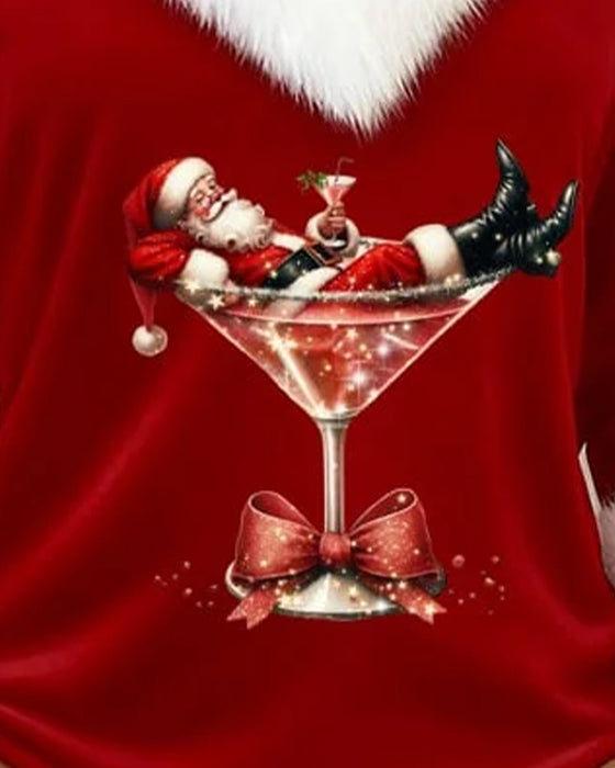 Top Plysch Jultryck Långärmad