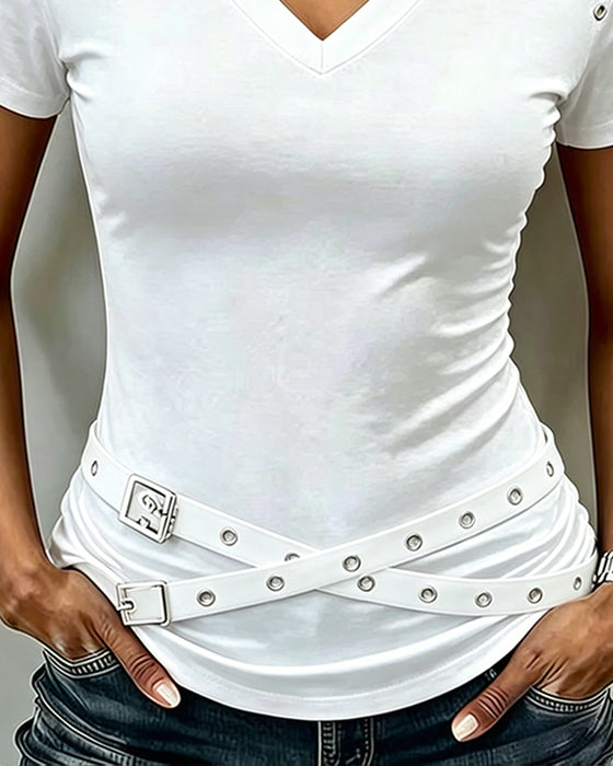 T-Shirt Kors Rem Hål Ut Slim Passform
