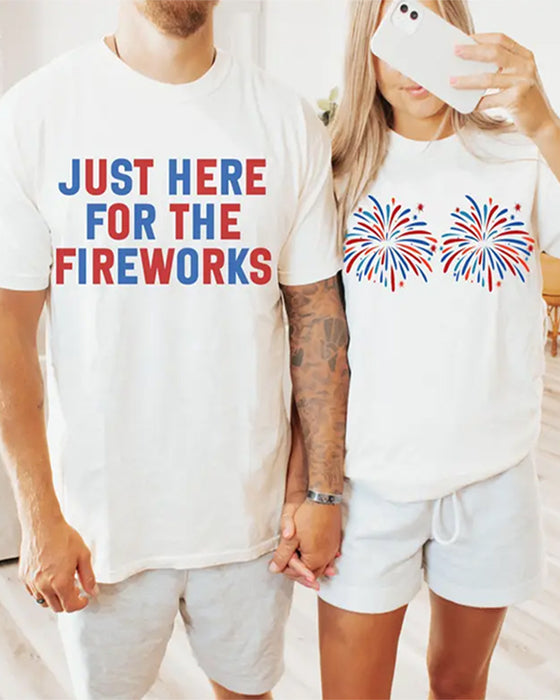 Tryckt Casual T-Shirt Med Rund Hals