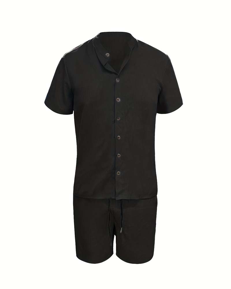 Herr Set Kortärmad Skjorta Och Shorts