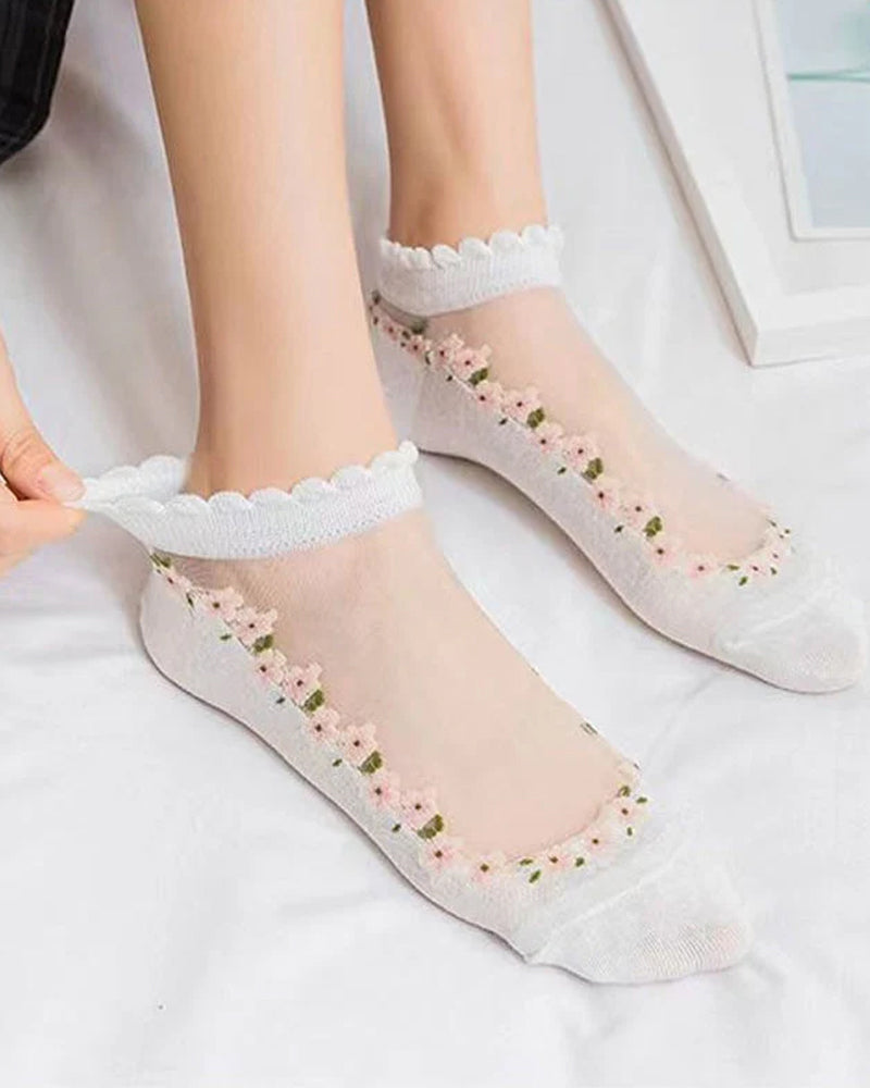 Sommar Blommig Andningsbar Sockor
