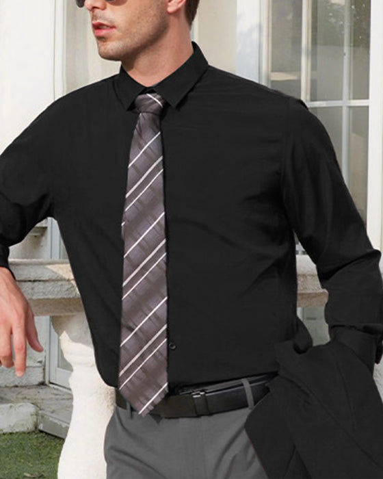 Herrlångärmad Skjorta I Enfärgad Färg