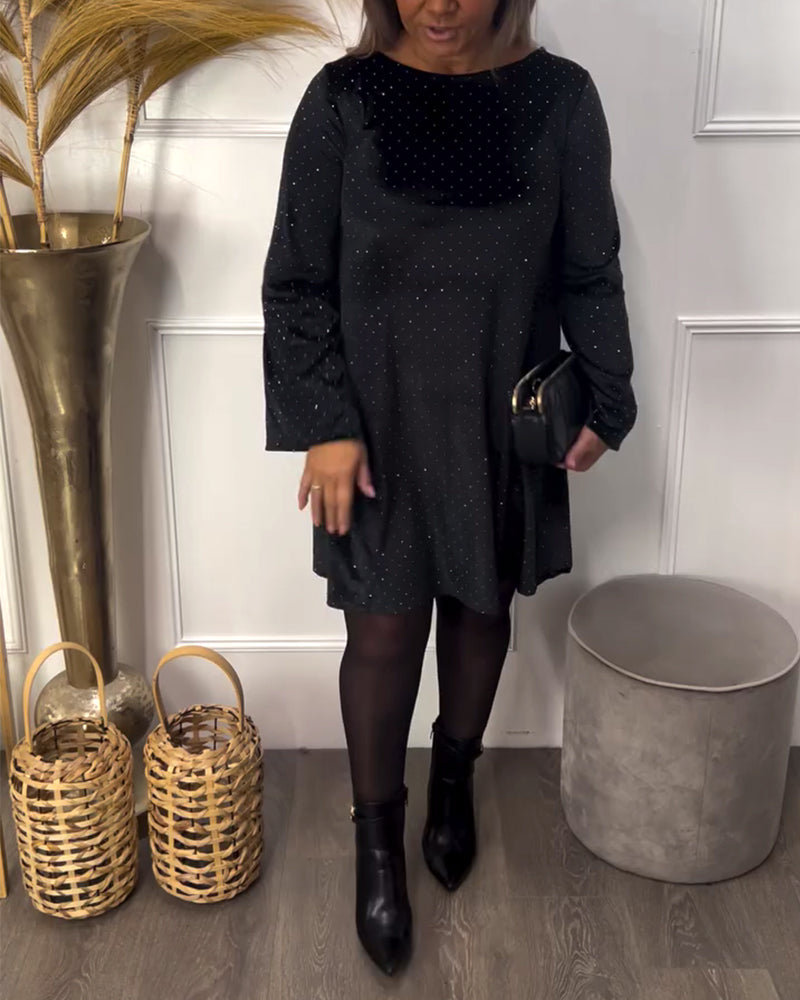 Klänning Rund Hals Strasstenar