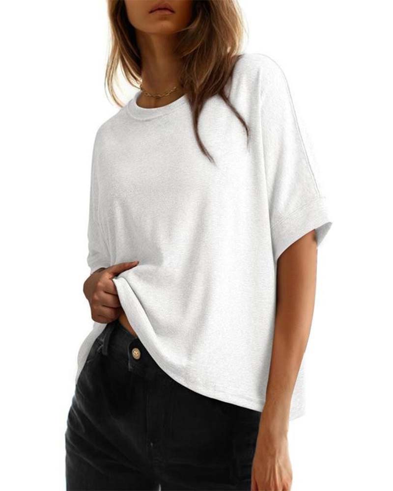 T-Shirt Rundhals Lös Kort Ärm
