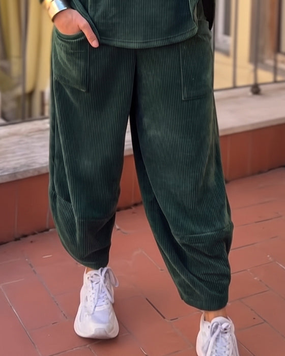 Set Enfärgad Casual Rund Halsringning