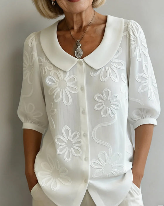 Blus Blommönster Kortärmad