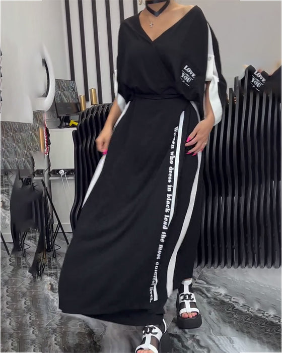 Kostym V-Ringad Oregelbunden Lösa Byxor