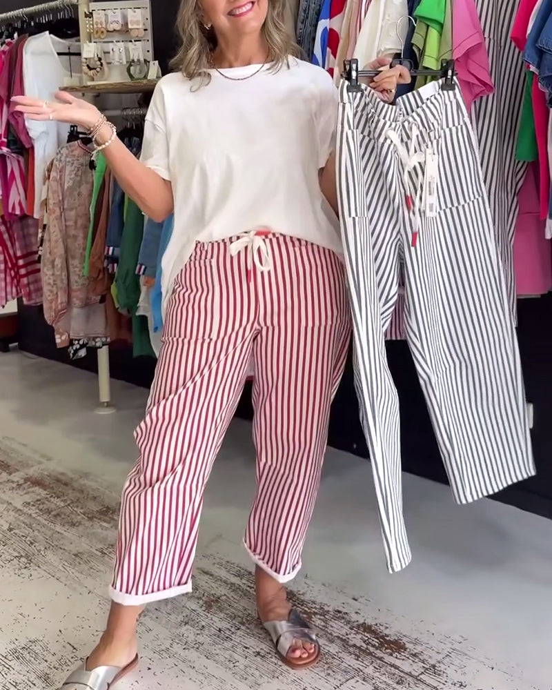 Byxor Casual Ficka Randig