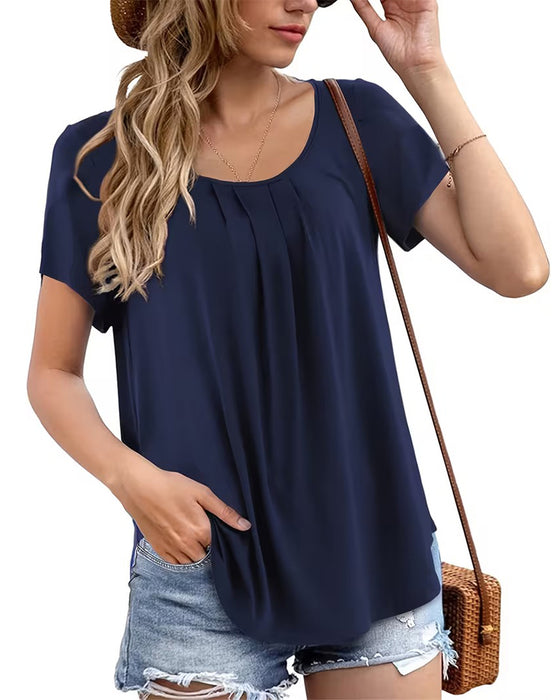 T-Shirt Veckad Casual Kort Ärm