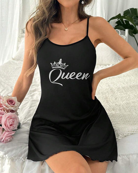 Nattklänning Tryckt Liten Storlek Linne