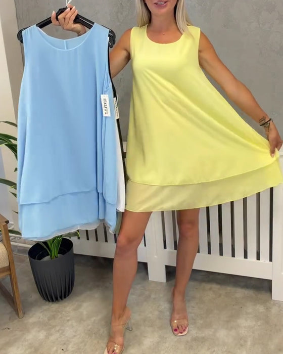 Klädning Ärmlös Solid Casual