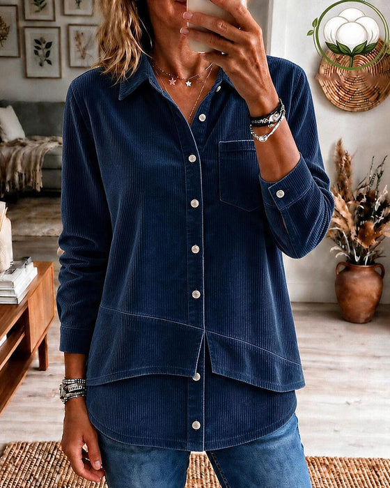 Blus Corduroy Asymmetrisk Fåll