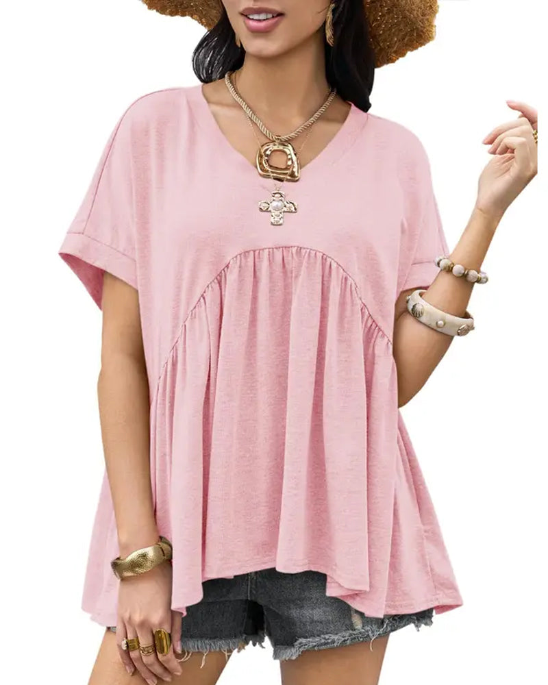 T-Shirt V-Hals Veckad