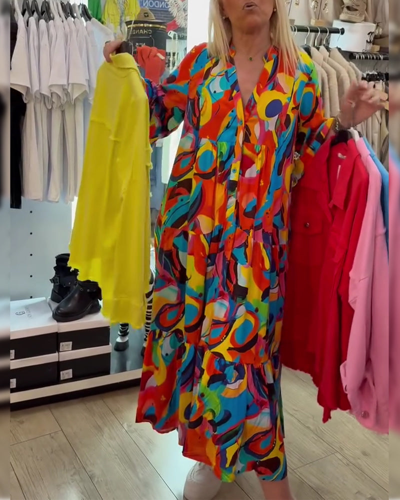 Klänning Abstrakt Graffiti Lång