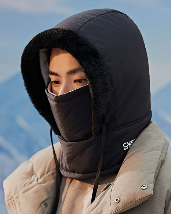 Tjockad Termisk Huva Med Plysfoder Och Ansiktsmask För Män Och Kvinnor