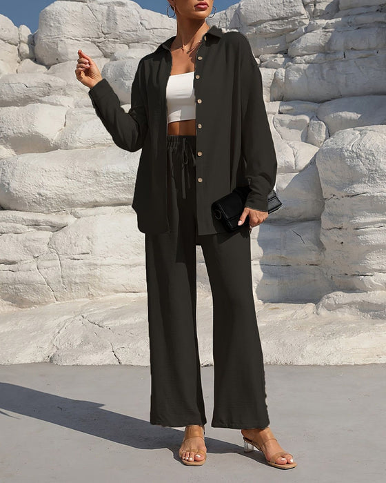 Set Lång Ärm Casual Solid