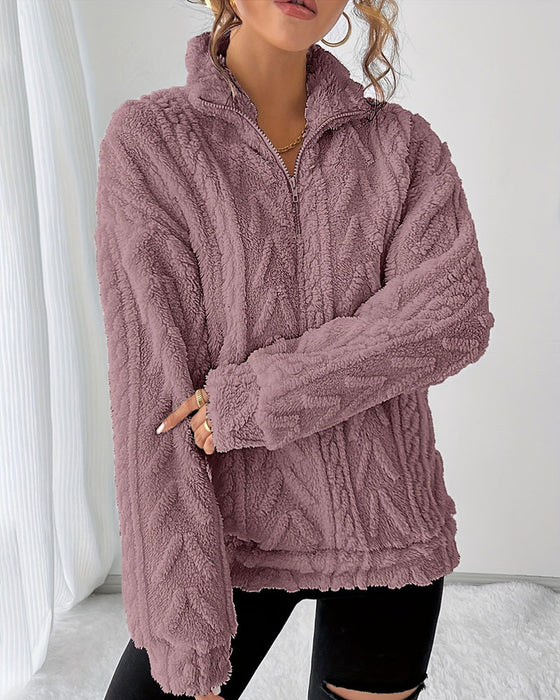 Sweatshirt Dubbelsidig Fleece Halv Dragkedja