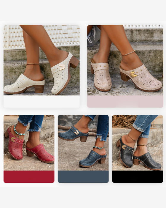 Sandaler Täckt Tå Kraftig Klack Slip-On