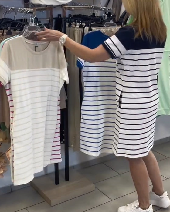 Klänning Rundhalsad Casual Randig