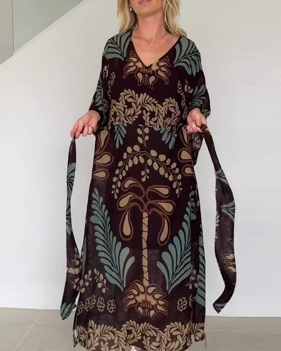 Klänning Bohemisk V-ringad Lössittande
