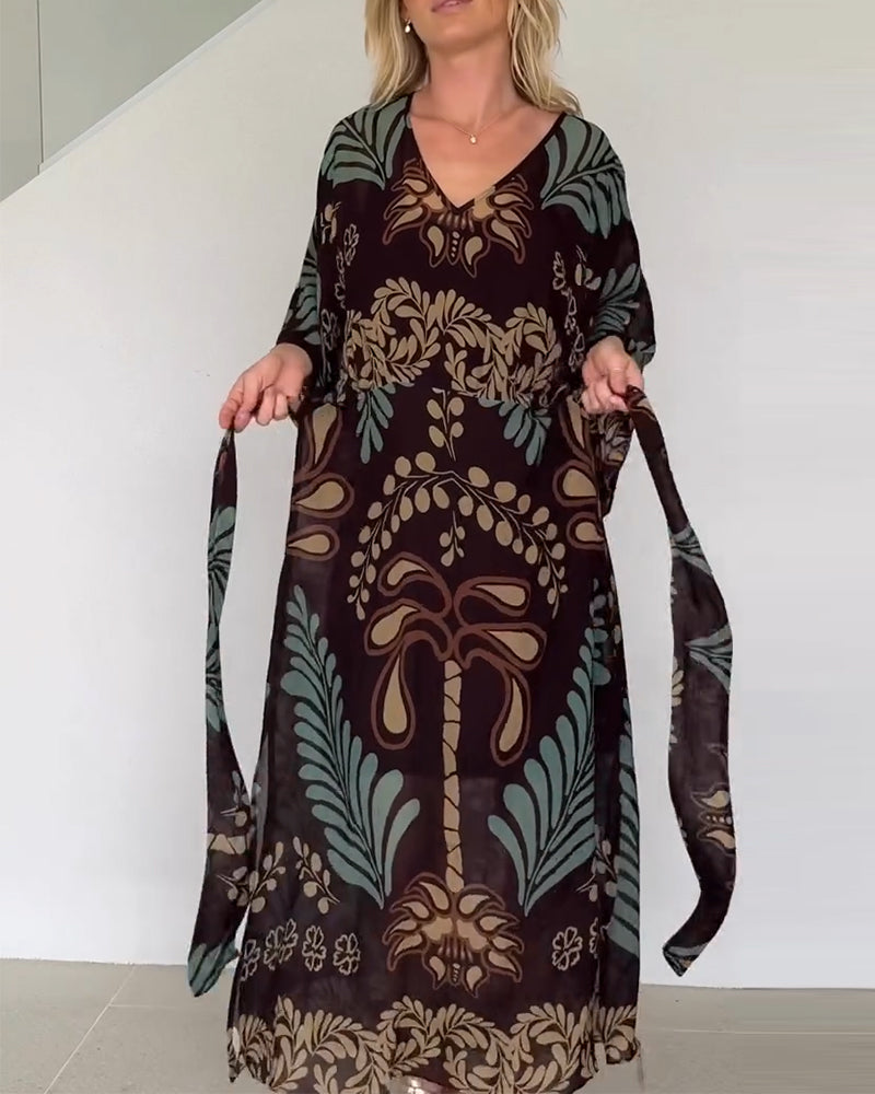 Klänning Bohemisk V-ringad Lössittande
