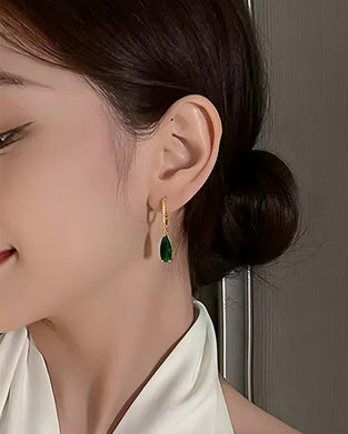 Örhängen Konstgjord Ädelsten & Rhinestone Dekor Hängande Hoops