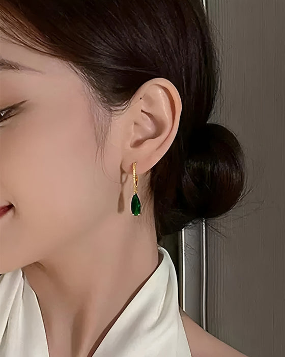 Örhängen Konstgjord Ädelsten & Rhinestone Dekor Hängande Hoops