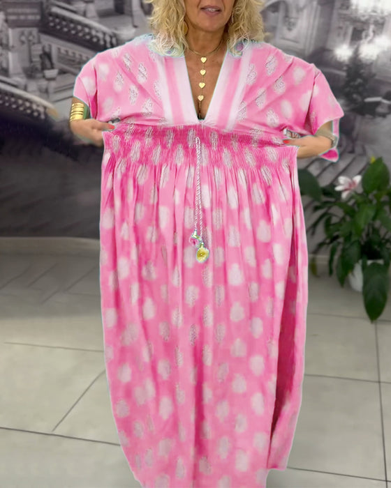 Klänning Lös Semestertryck Midja Maxi