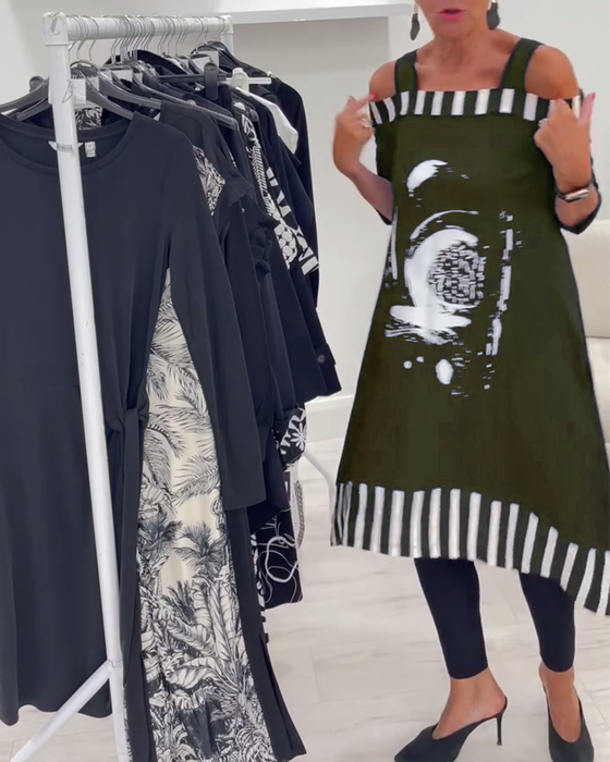 Klänning Off-Shoulder Oregelbundet Löst Tryck