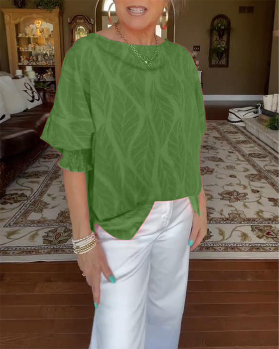 Blus Rund Hals Lös Tryck