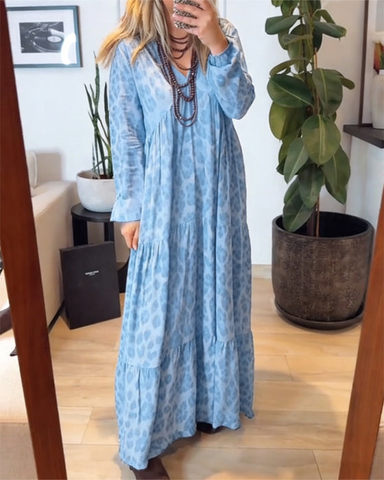 Klänning V-Ringad Leopardtryck Mode Maxi