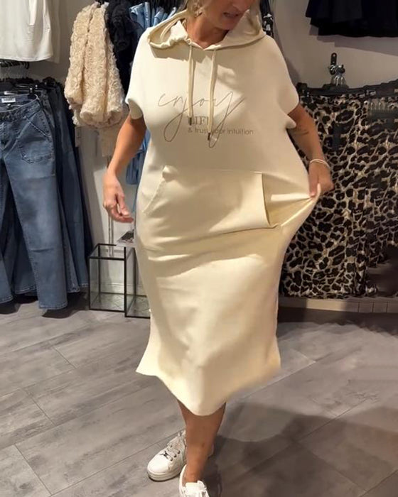 Klänning Med Huva Casual Snörning