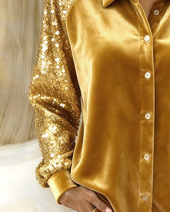 Långärmad Skjorta Med Paljetter På Slaget