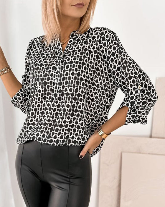 Blus Med Prickig Casualprint