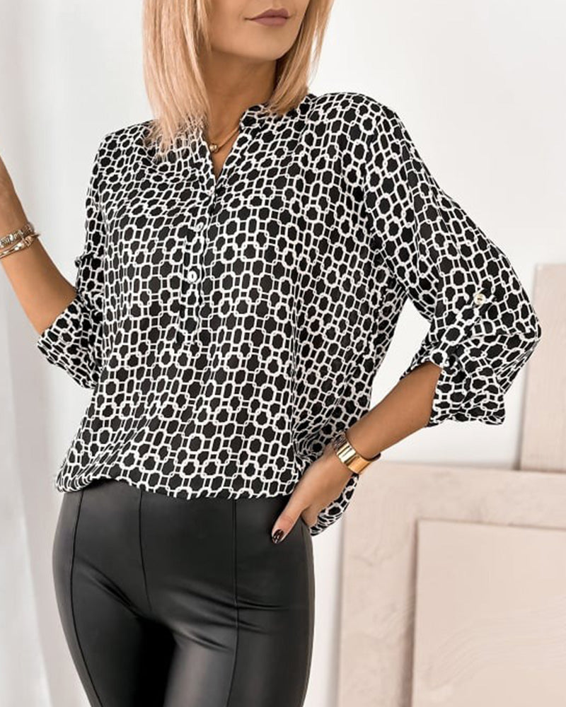 Blus Med Prickig Casualprint