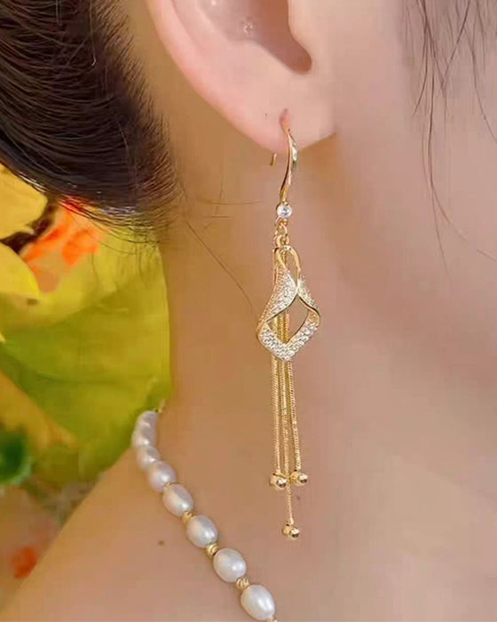 ✨ Örhängen Elegant Diamantformad Fringe 💎