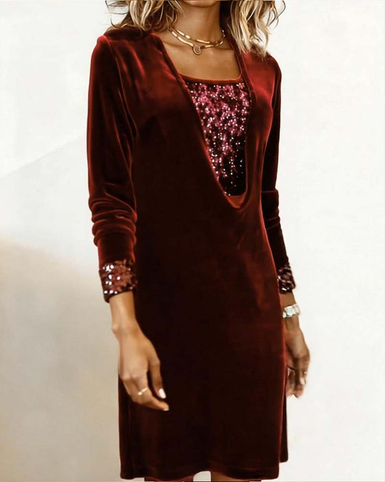 Klänning Elegant Paljett Lapptäcke