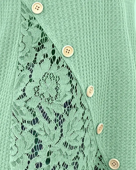 T-Shirt Spets Panel Stickad